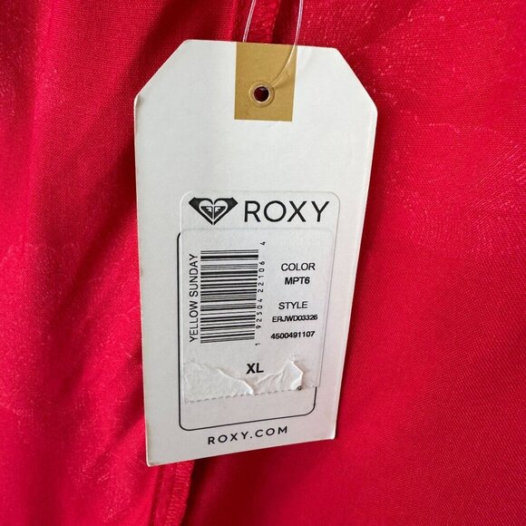 Roxy Coral White Floral Print  Red Yellow Sunday Halter Neck Wide Leg Romper XL - Picture 12 of 15